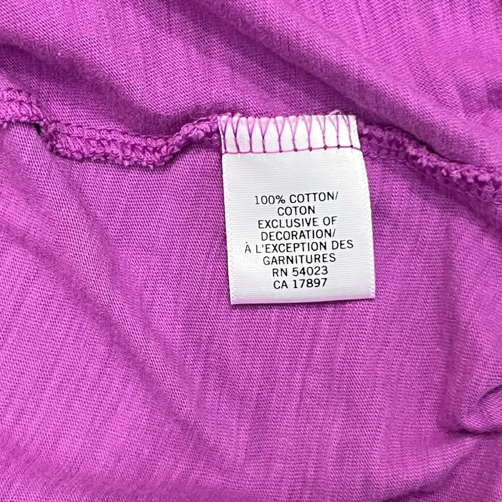 Banana Republic Magenta 100% Cotton Tshirt Dress Short Sleeve VNeck Embroidered